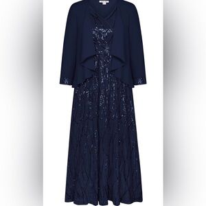 Grace Karin Navy Long Sleeve Sequin Dress